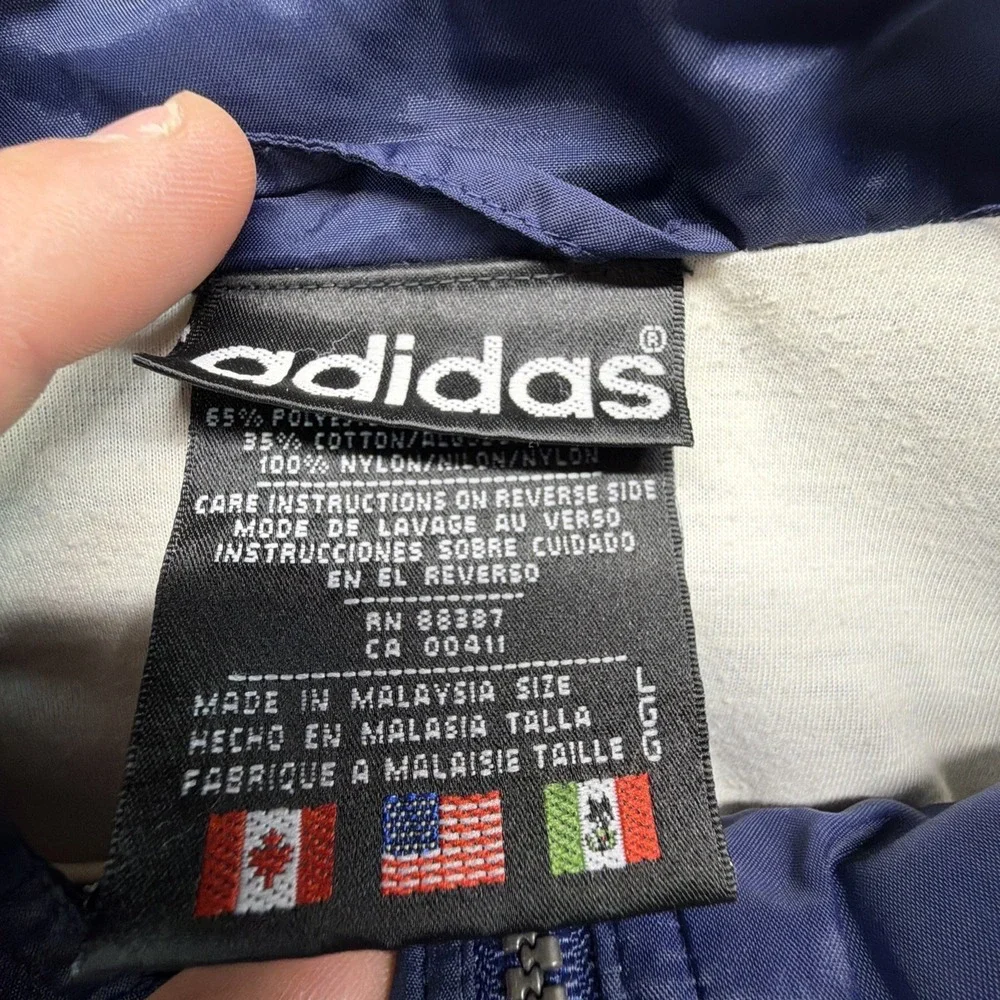 Vintage Adidas‎ Jacket Mens Large Stripes 90s Windbreaker
